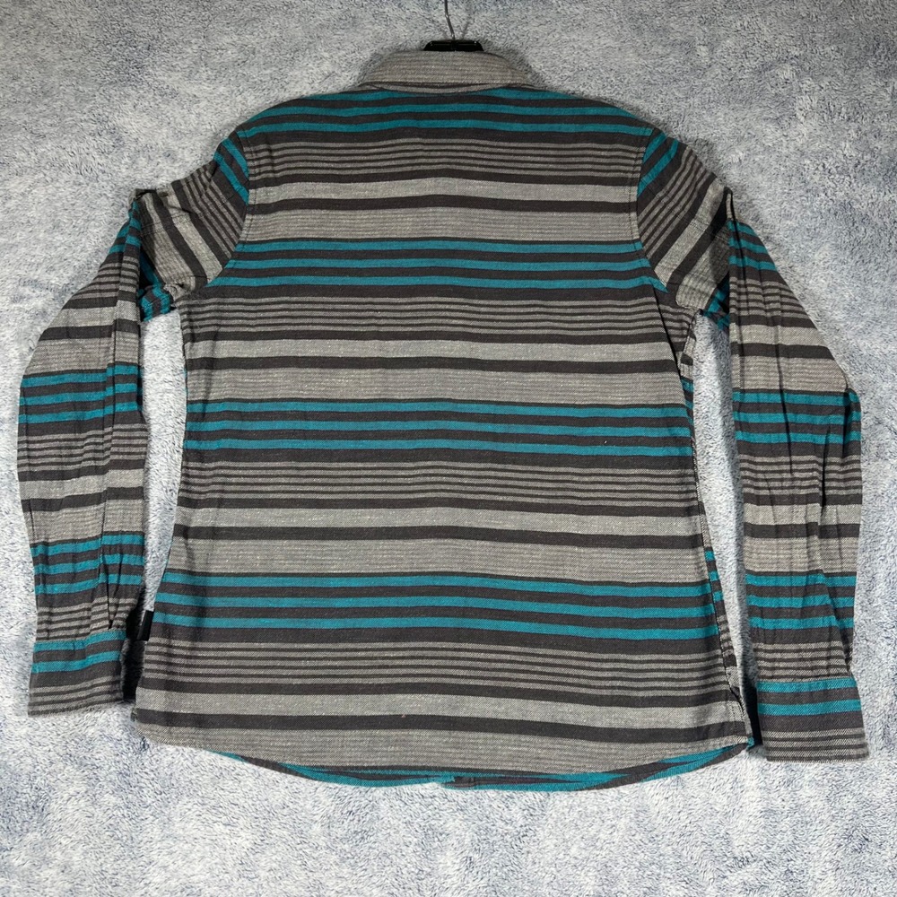 Patagonia Womens Organic Cotton‎ Striped Button Down Shirt Grey Teal Size 6 - Picture 11 of 16